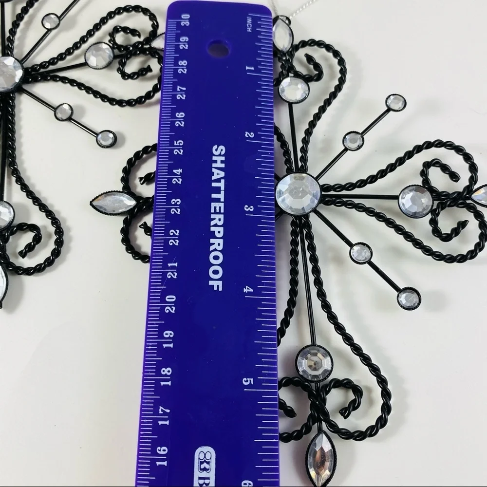 2 metal and rhinestone cross Christmas ornaments